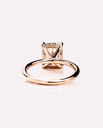 Cushion Hidden Halo Lab Grown Diamond Engagement Ring