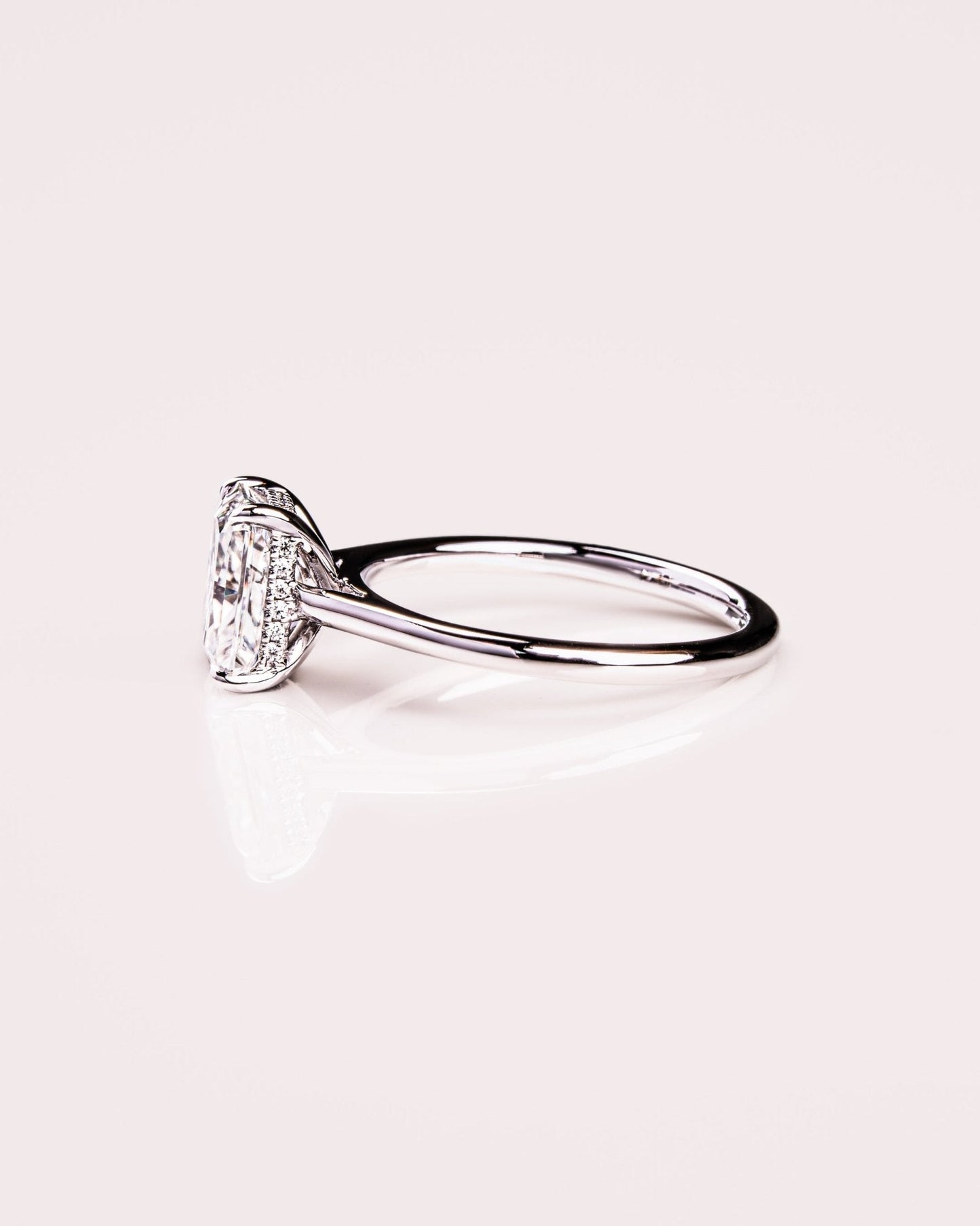 Cushion Hidden Halo Lab Grown Diamond Engagement Ring
