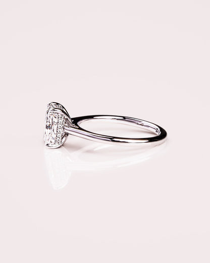 Cushion Hidden Halo Lab Grown Diamond Engagement Ring