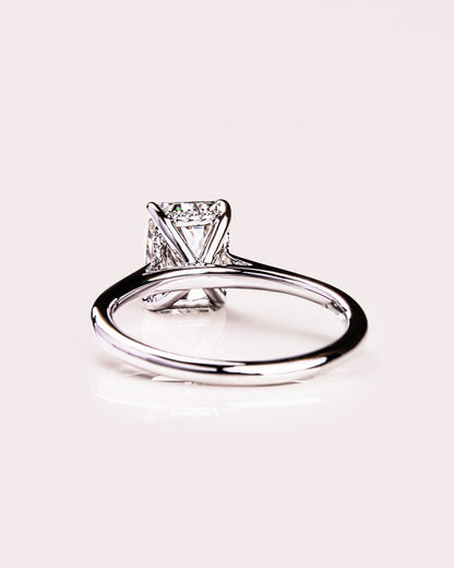 Cushion Hidden Halo Lab Grown Diamond Engagement Ring