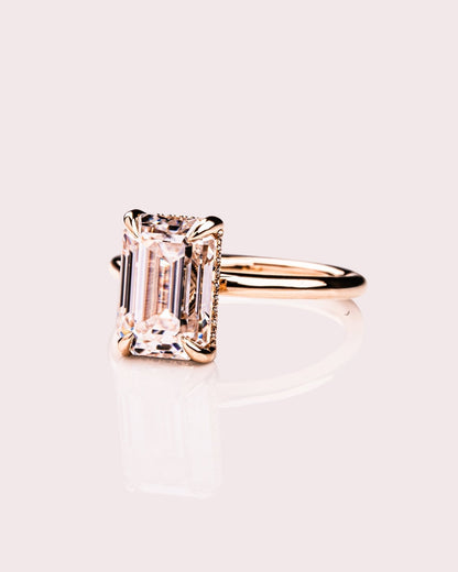 Cushion Hidden Halo Lab Grown Diamond Engagement Ring