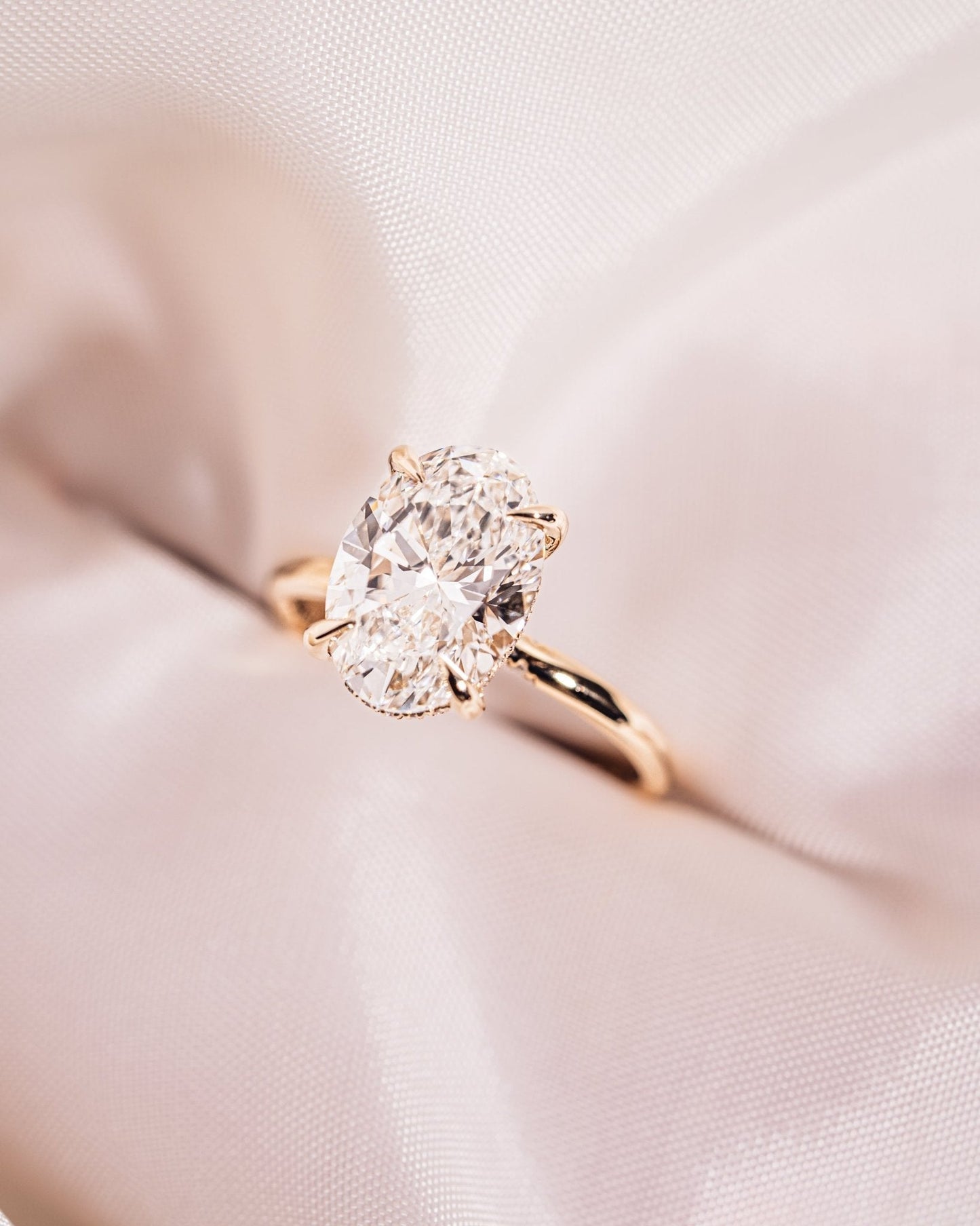 Cushion Hidden Halo Lab Grown Diamond Engagement Ring