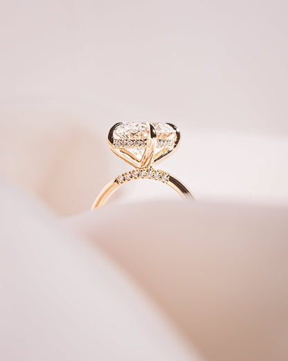 Cushion Hidden Halo Lab Grown Diamond Engagement Ring