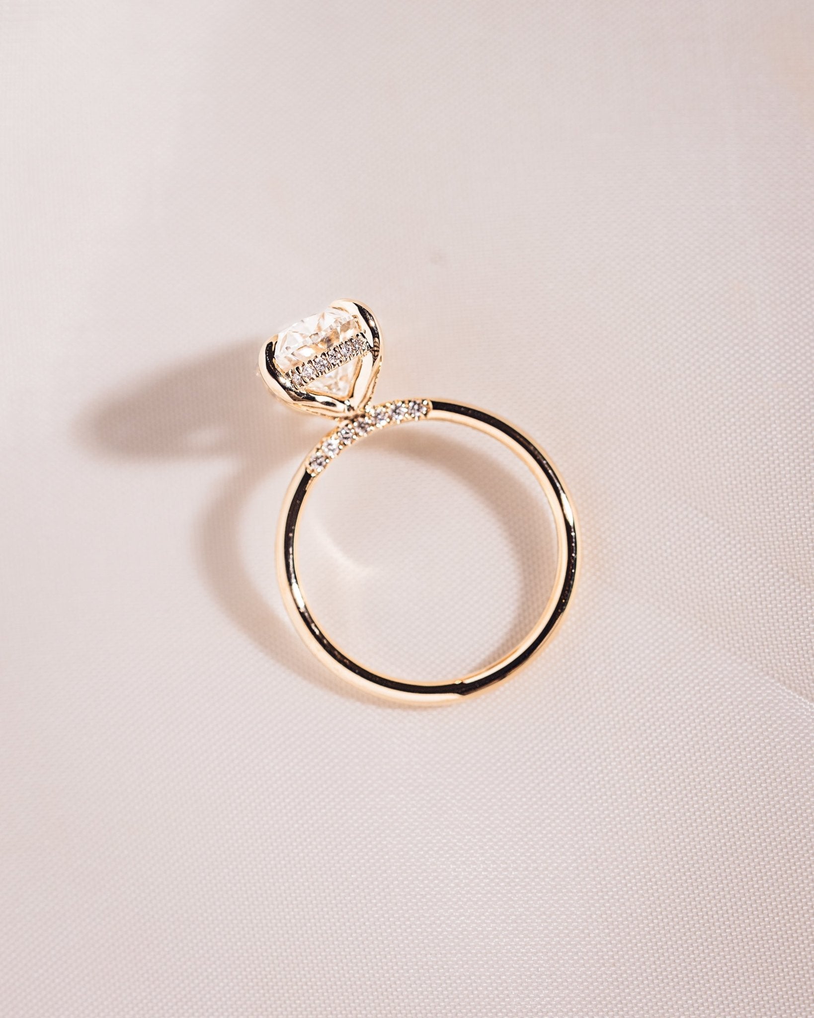 Cushion Hidden Halo Lab Grown Diamond Engagement Ring