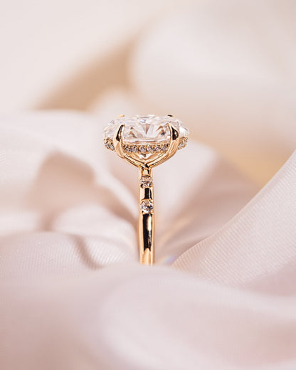 Cushion Hidden Halo Lab Grown Diamond Engagement Ring