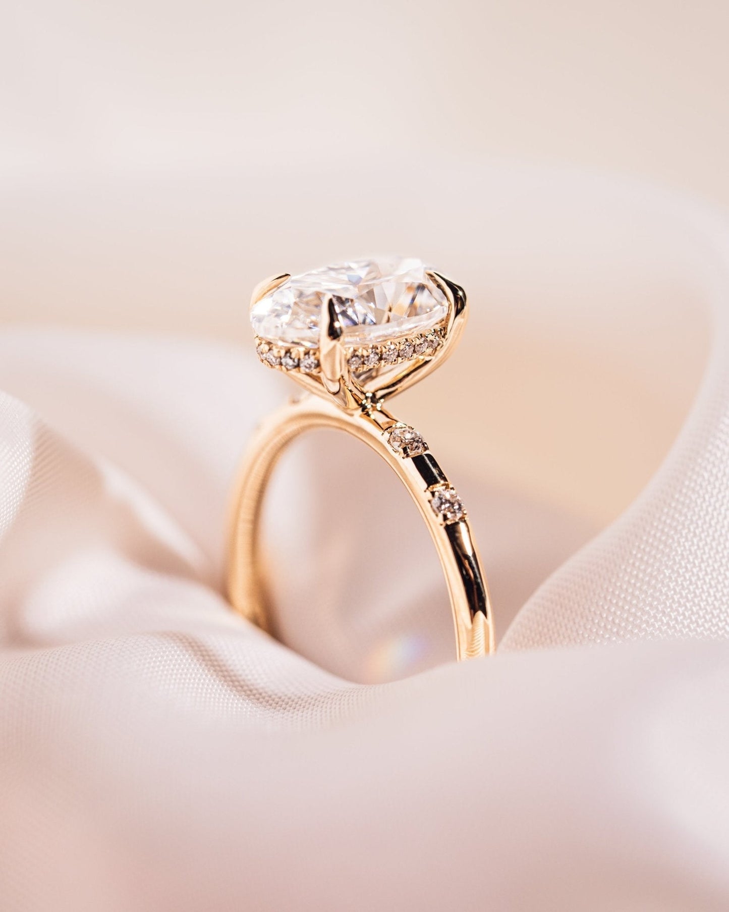 Cushion Hidden Halo Lab Grown Diamond Engagement Ring