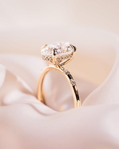 Cushion Hidden Halo Lab Grown Diamond Engagement Ring