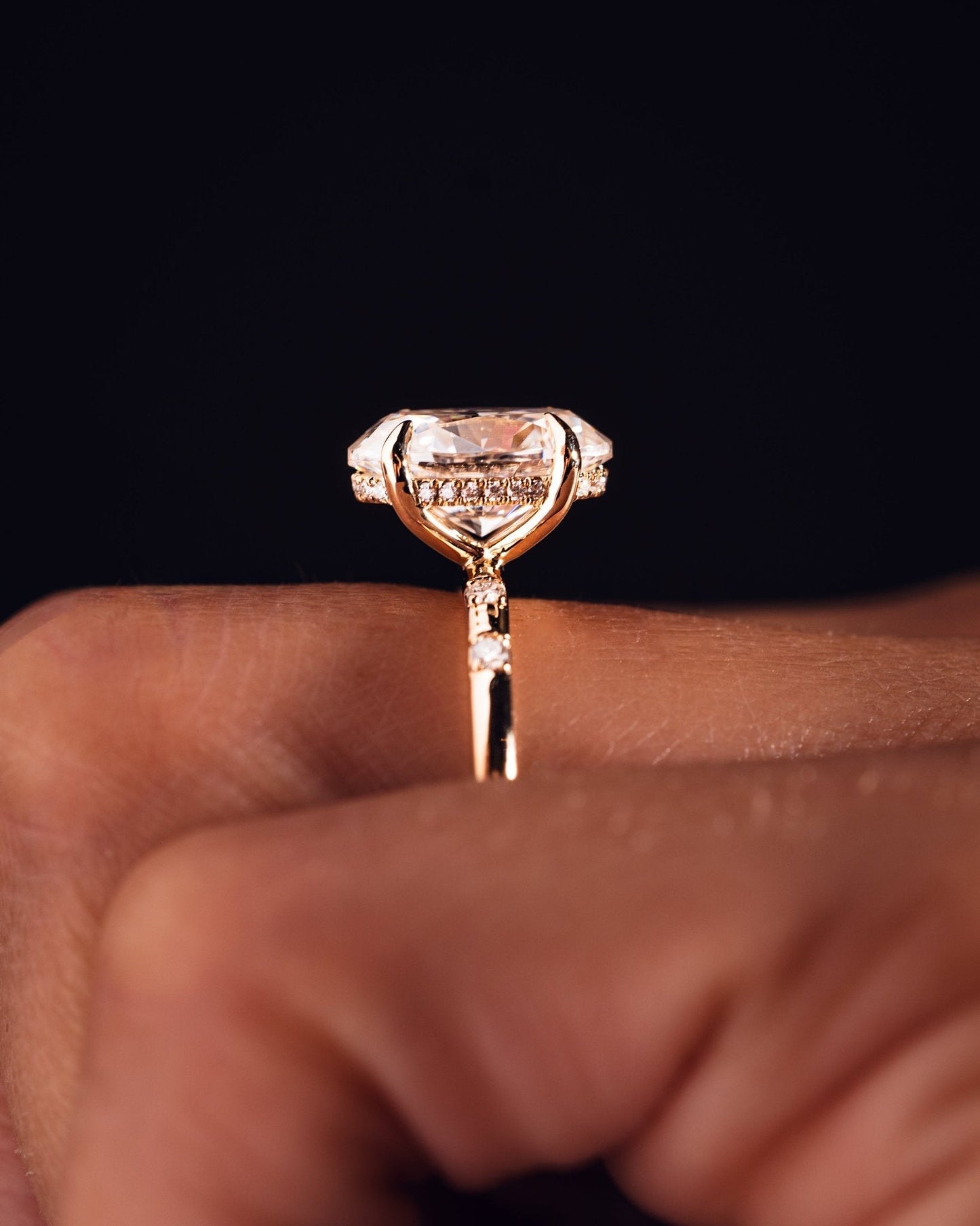 Cushion Hidden Halo Lab Grown Diamond Engagement Ring