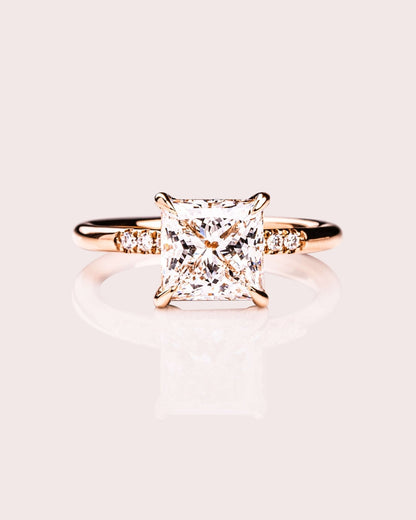 Cushion Hidden Halo Lab Grown Diamond Engagement Ring