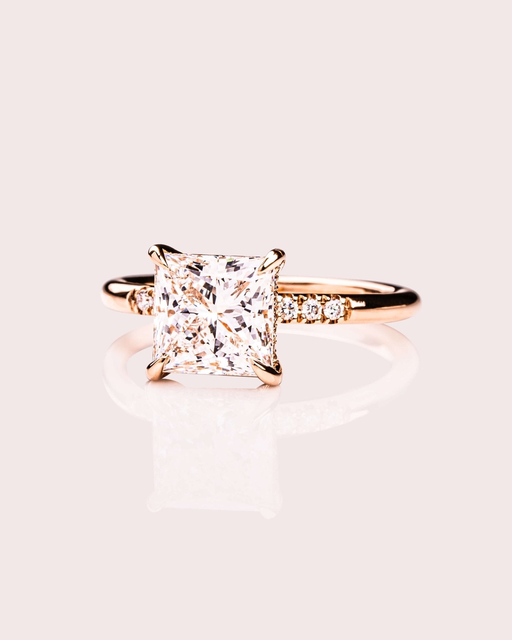 Cushion Hidden Halo Lab Grown Diamond Engagement Ring