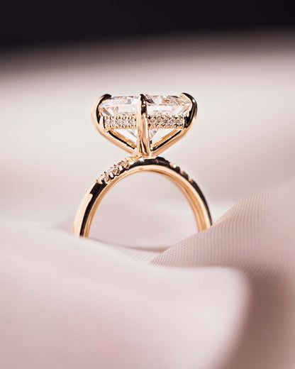 Cushion Hidden Halo Lab Grown Diamond Engagement Ring