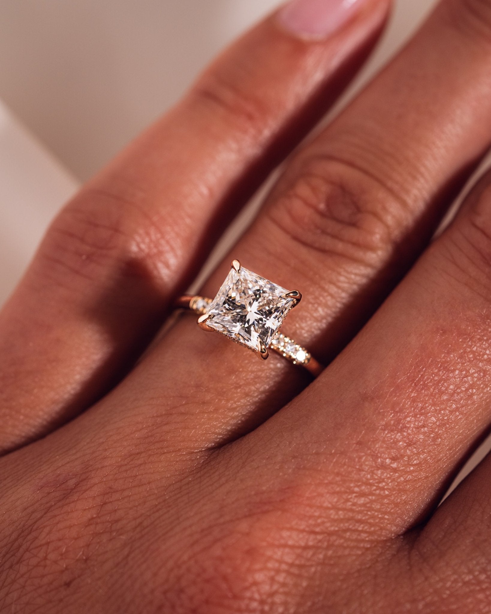 Cushion Hidden Halo Lab Grown Diamond Engagement Ring
