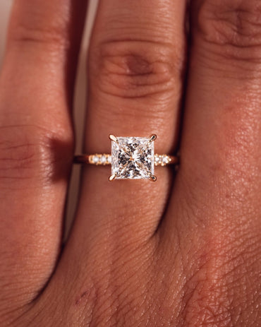 Cushion Hidden Halo Lab Grown Diamond Engagement Ring