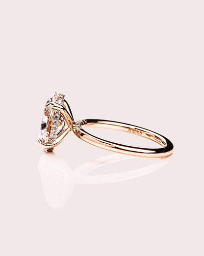 Cushion Hidden Halo Lab Grown Diamond Engagement Ring