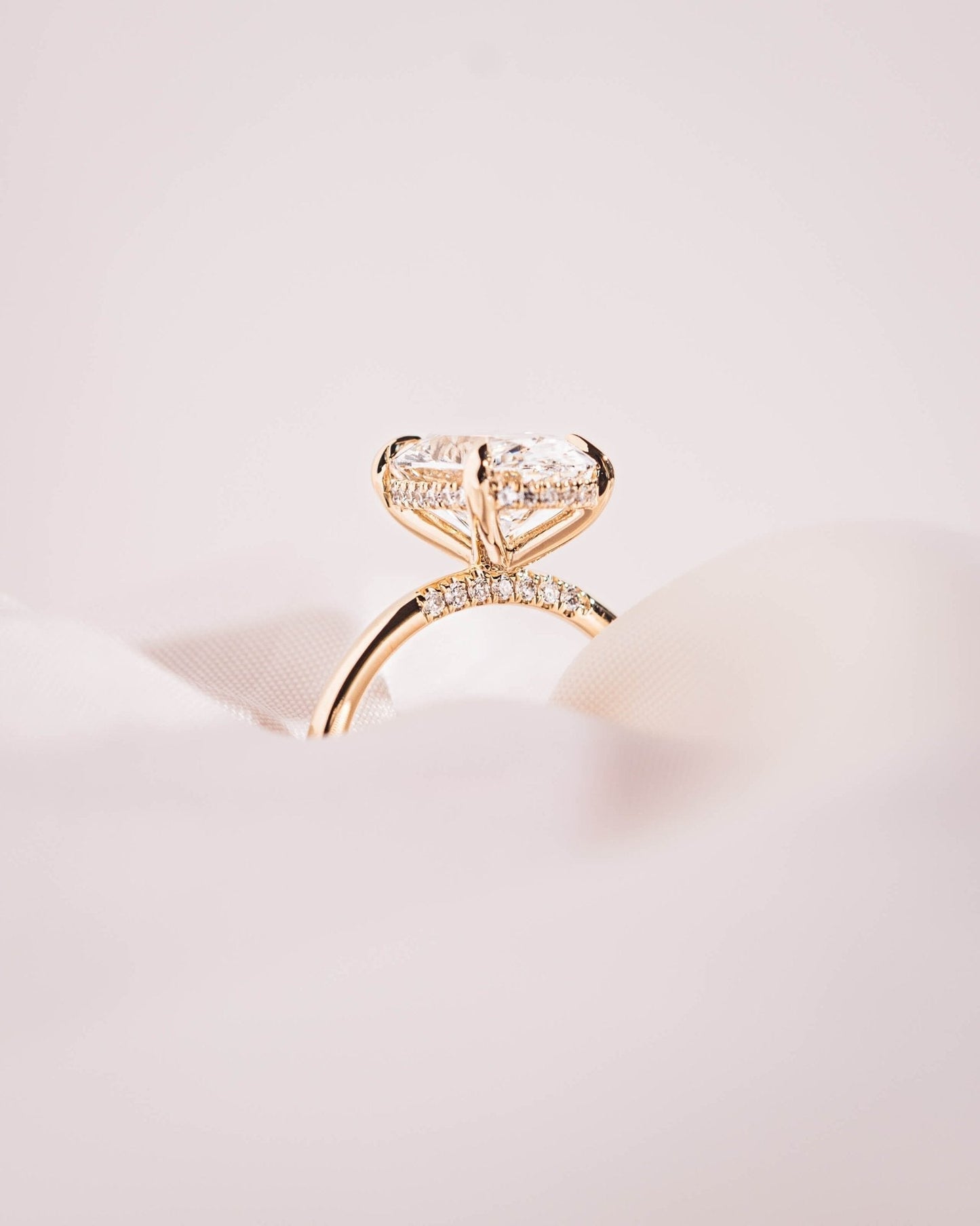 Cushion Hidden Halo Lab Grown Diamond Engagement Ring