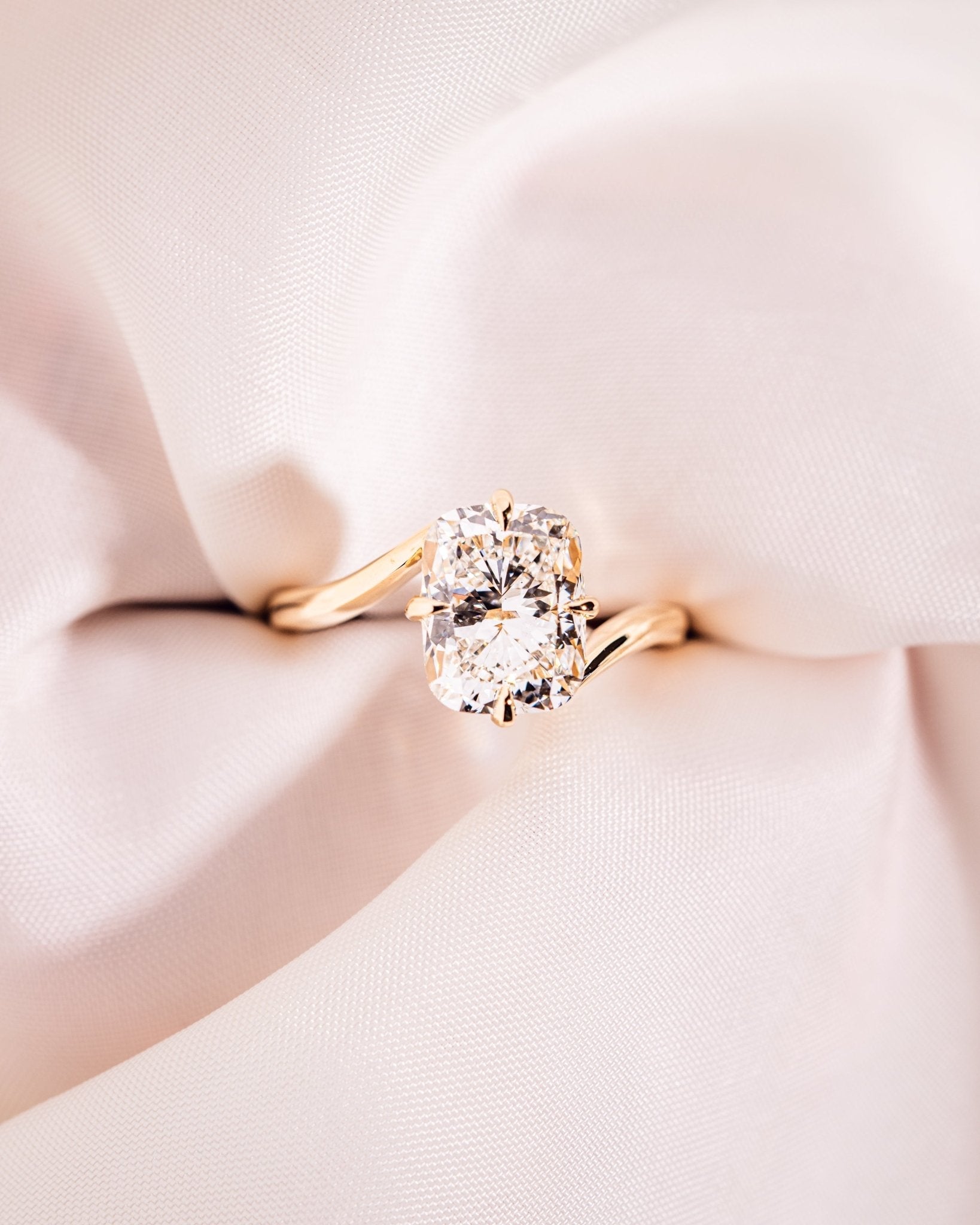 Cushion Hidden Halo Lab Grown Diamond Engagement Ring