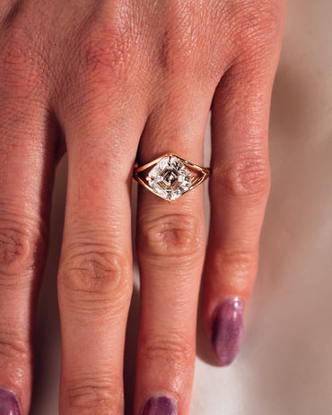 Cushion Hidden Halo Lab Grown Diamond Engagement Ring