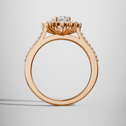 Marquise Shaped Three Stone Lab Grown Diamond Engagement Ring