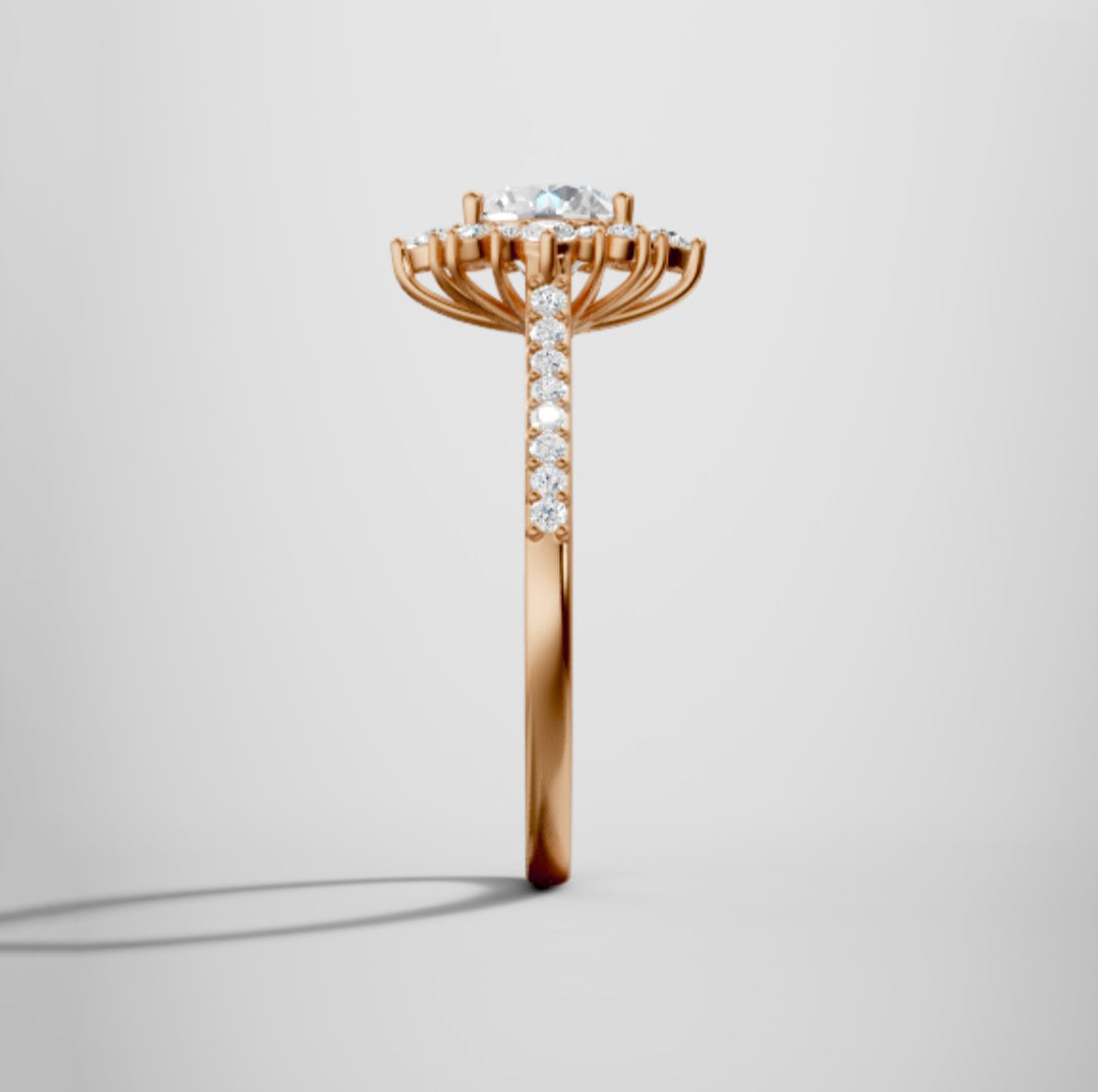 Marquise Shaped Three Stone Lab Grown Diamond Engagement Ring