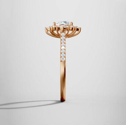 Marquise Shaped Three Stone Lab Grown Diamond Engagement Ring