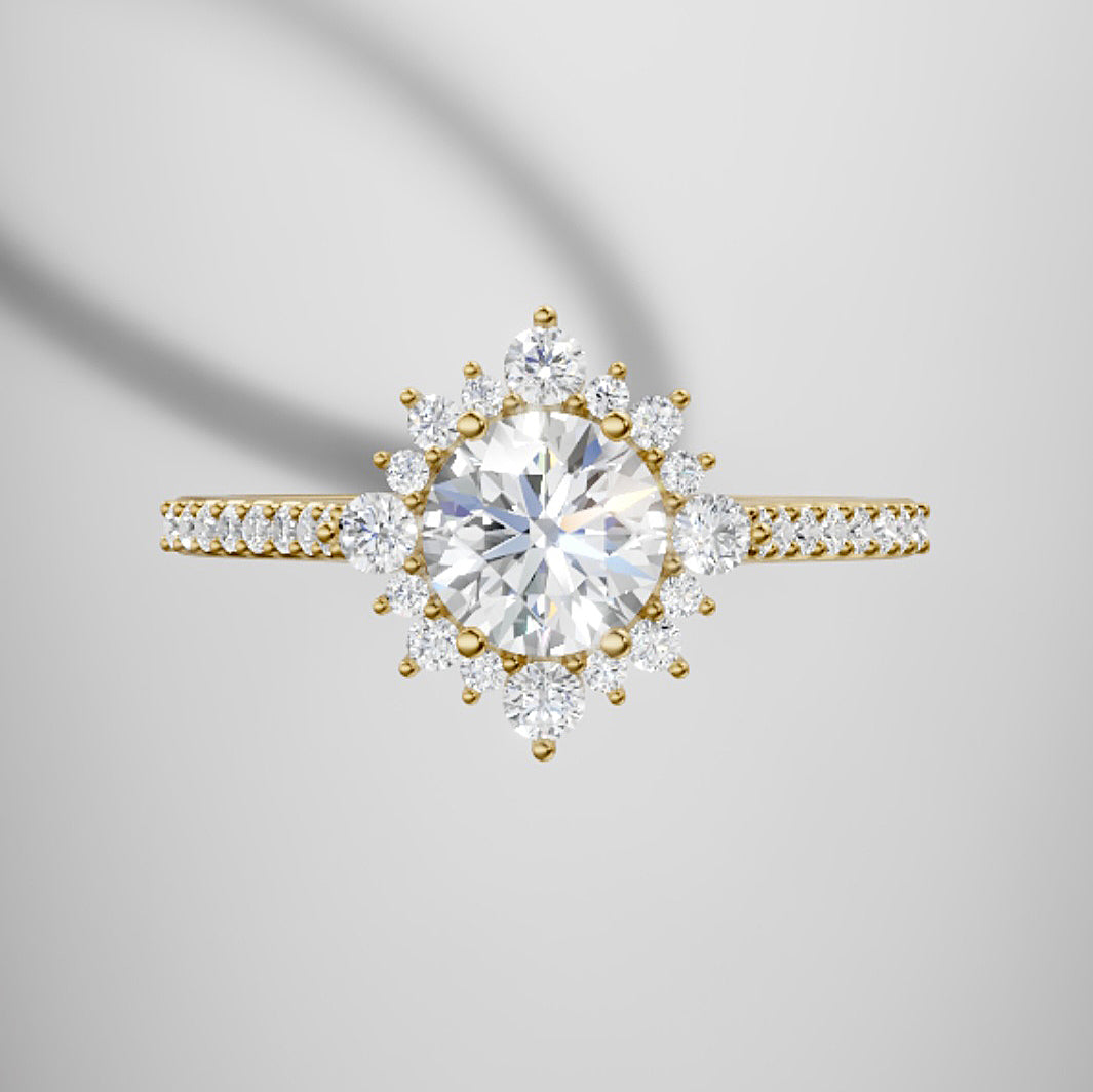 Marquise Shaped Three Stone Lab Grown Diamond Engagement Ring