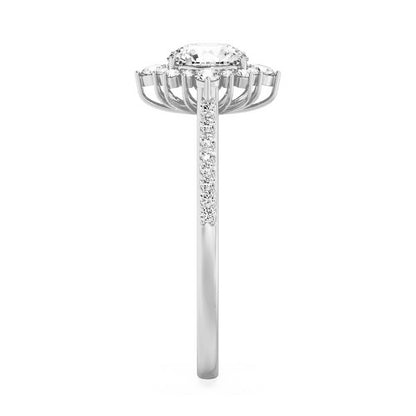 Marquise Shaped Three Stone Lab Grown Diamond Engagement Ring