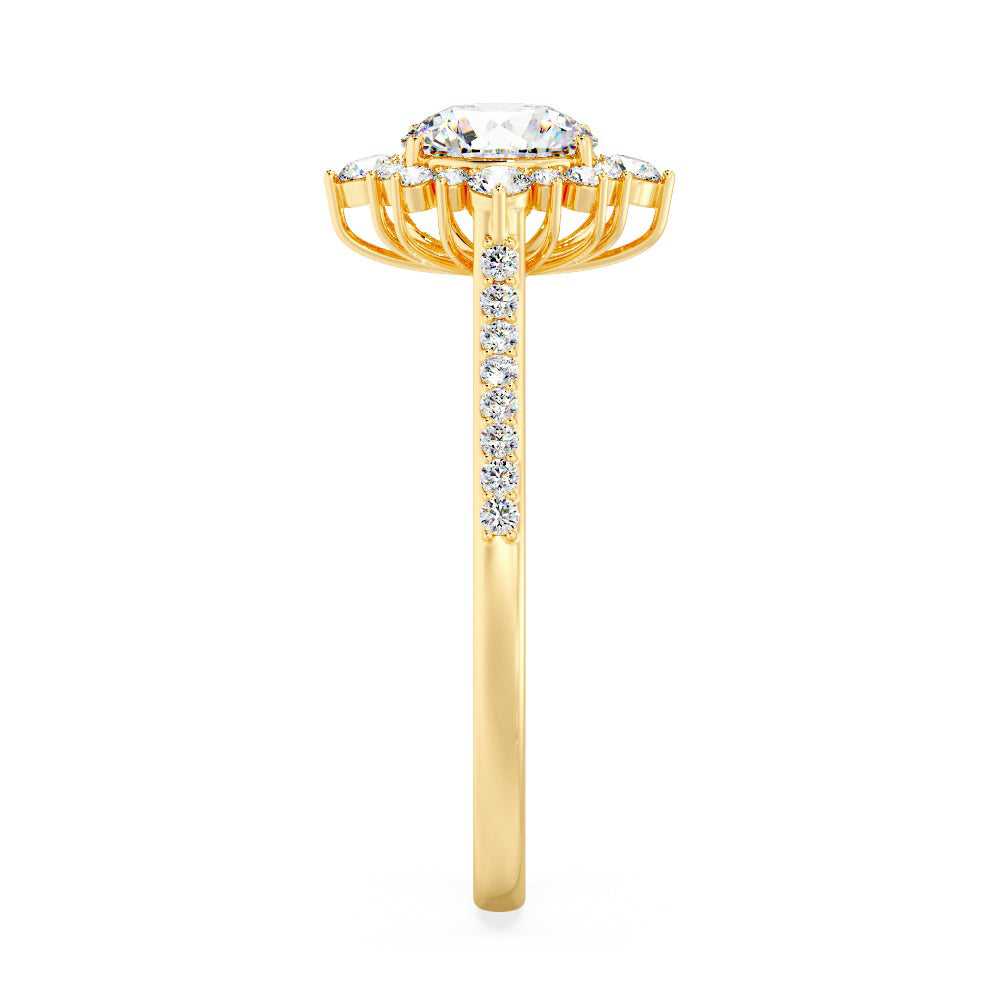 Marquise Shaped Three Stone Lab Grown Diamond Engagement Ring