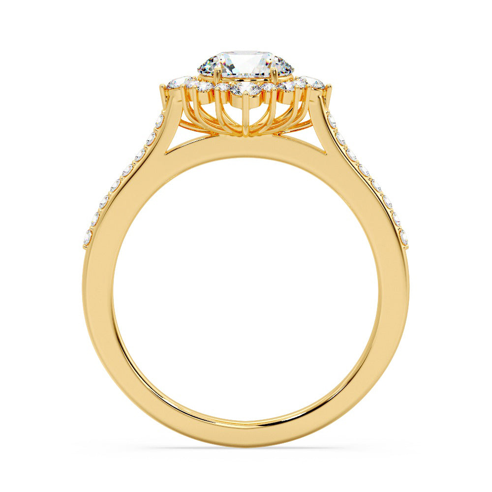 Marquise Shaped Three Stone Lab Grown Diamond Engagement Ring