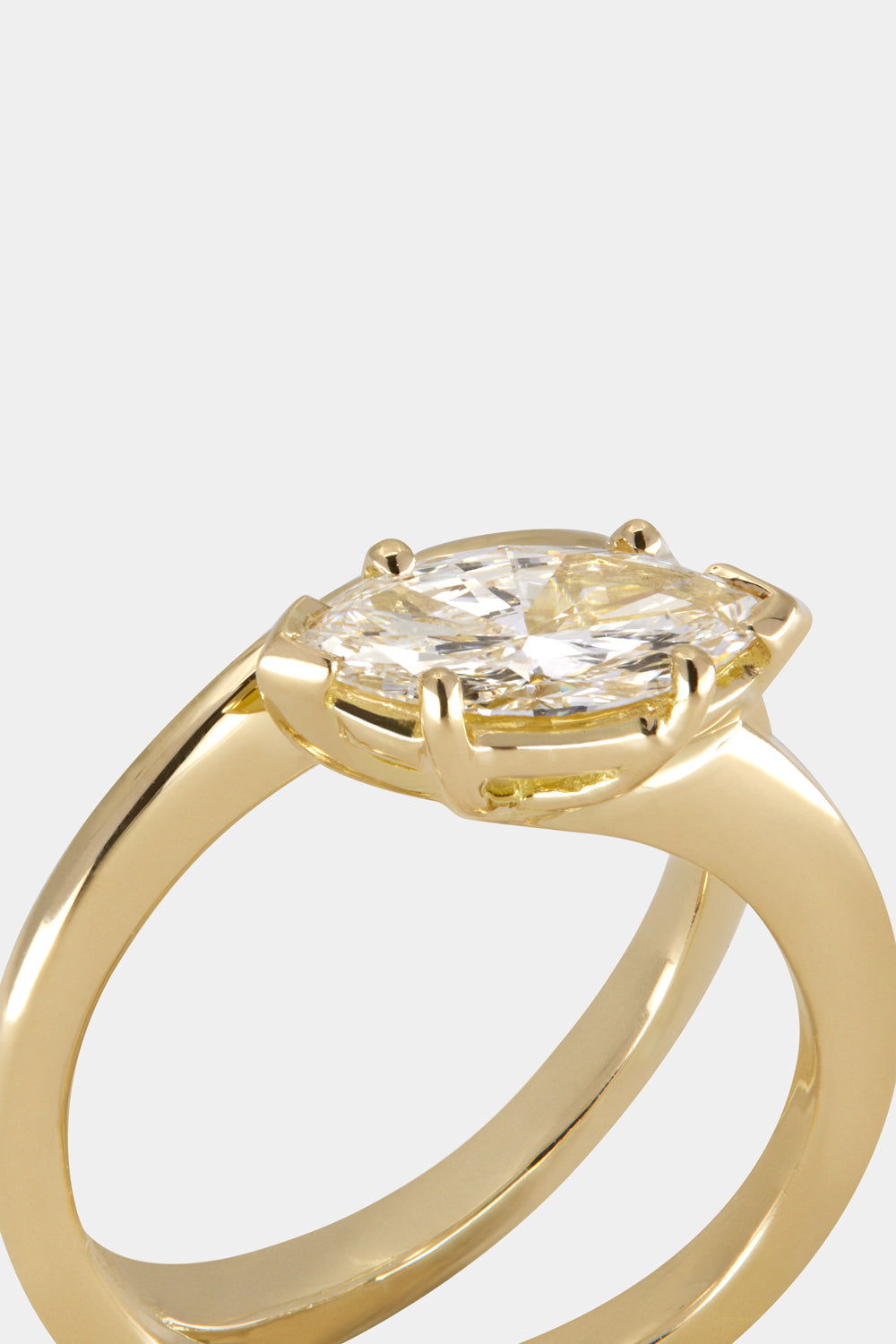Marquise Shaped Three Stone Lab Grown Diamond Engagement Ring