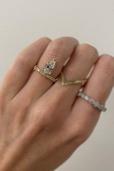 Marquise Shaped Three Stone Lab Grown Diamond Engagement Ring