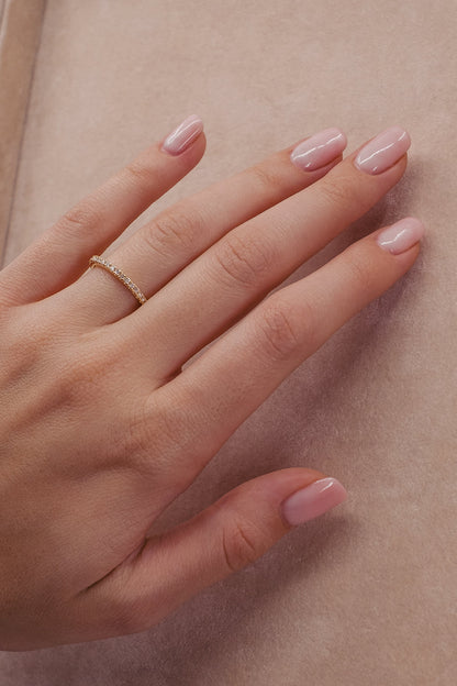 0.25 TCW Round Shaped Half Eternity Lab Grown Diamond Wedding Band