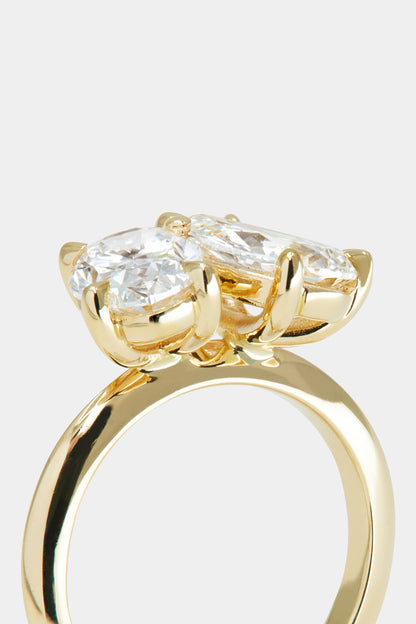 Marquise Shaped Three Stone Lab Grown Diamond Engagement Ring