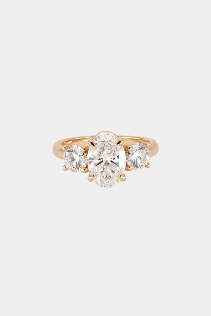 Marquise Shaped Three Stone Lab Grown Diamond Engagement Ring