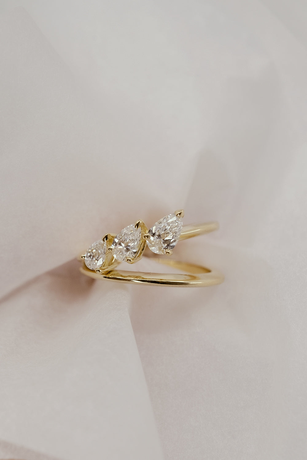 Marquise Shaped Three Stone Lab Grown Diamond Engagement Ring