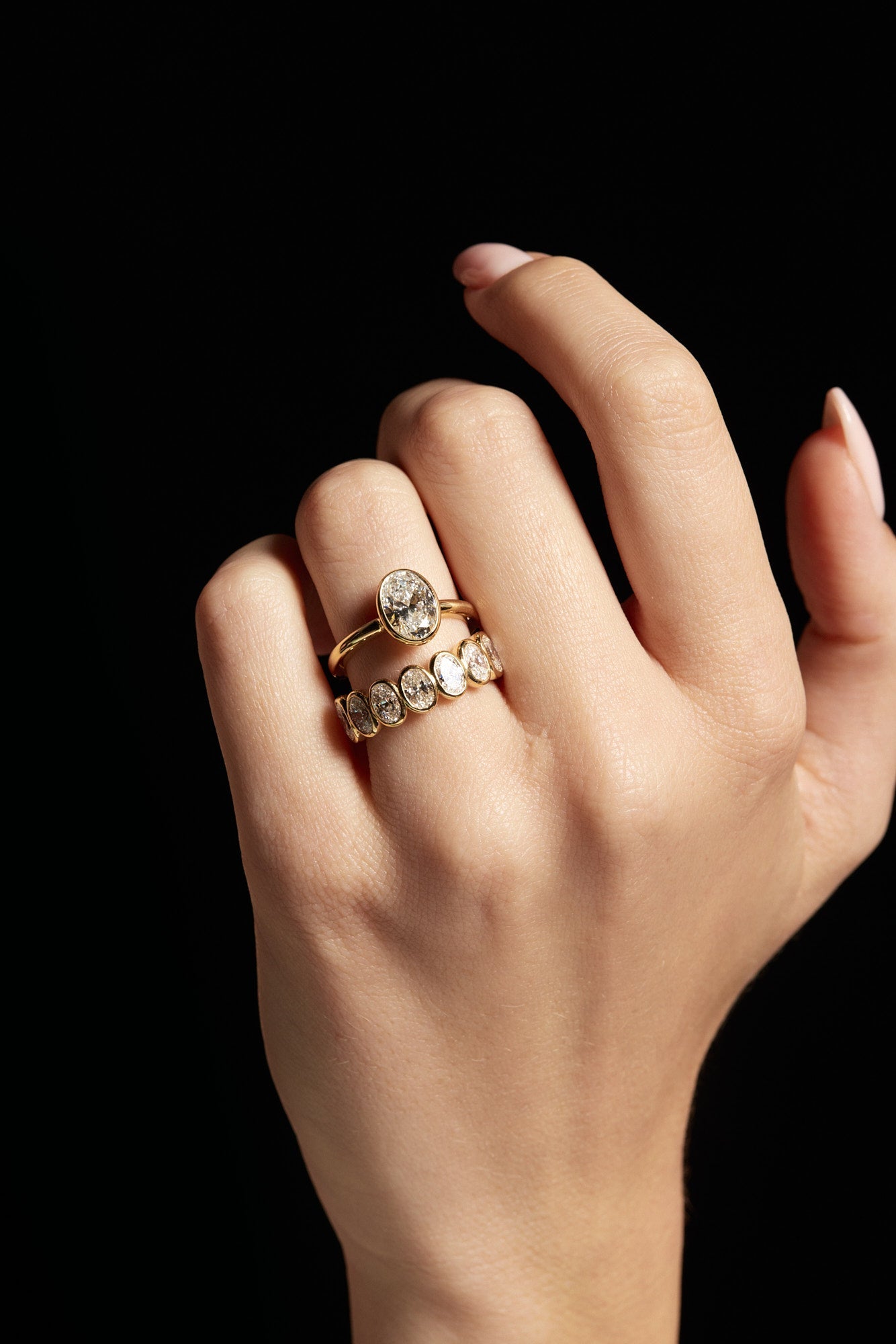 Marquise Shaped Three Stone Lab Grown Diamond Engagement Ring