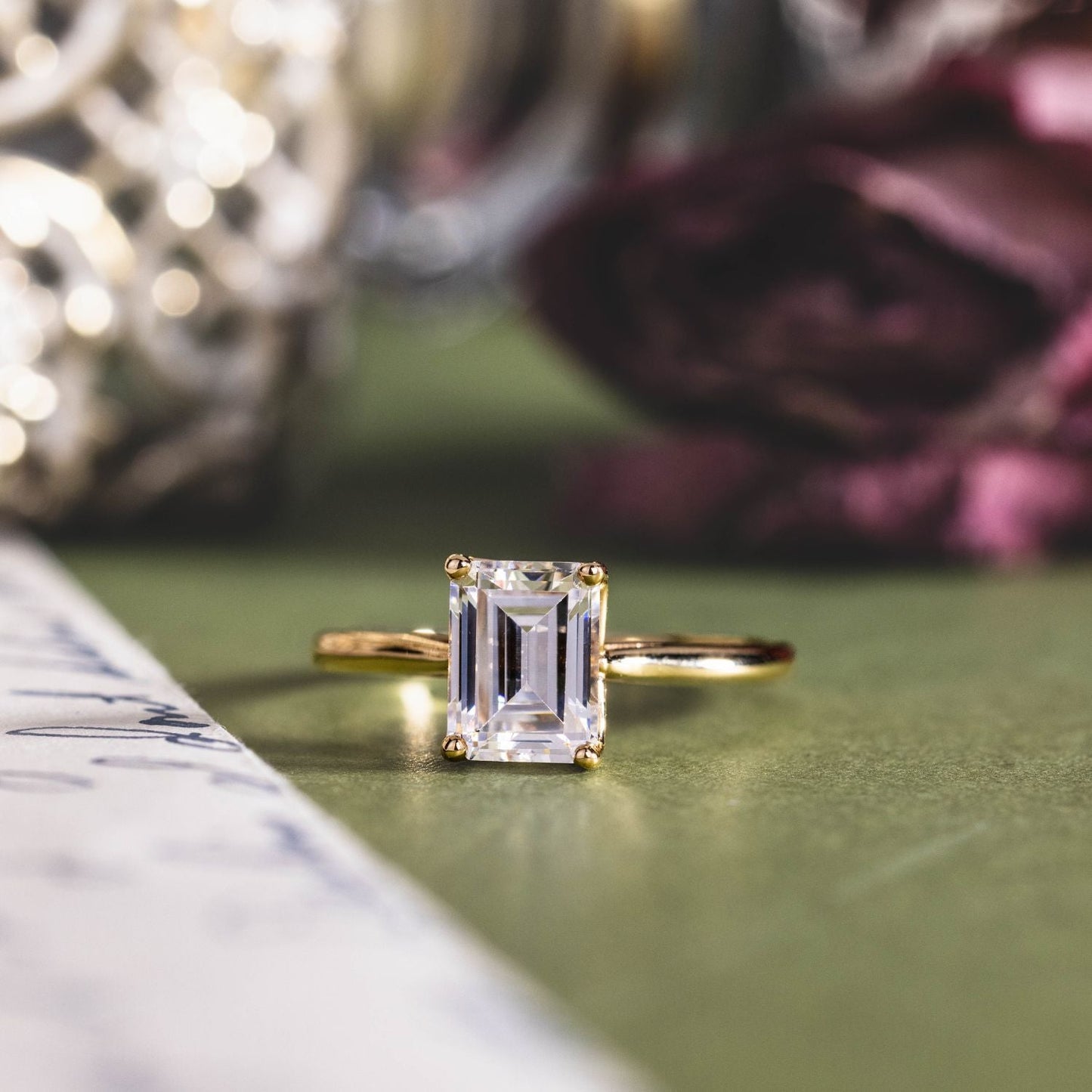 Marquise Shaped Three Stone Lab Grown Diamond Engagement Ring