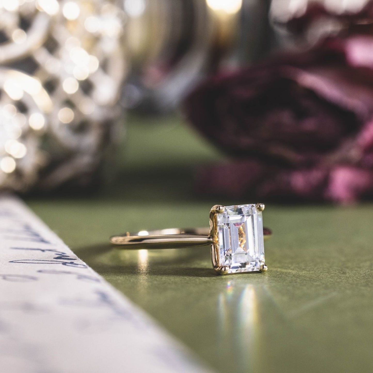 Marquise Shaped Three Stone Lab Grown Diamond Engagement Ring