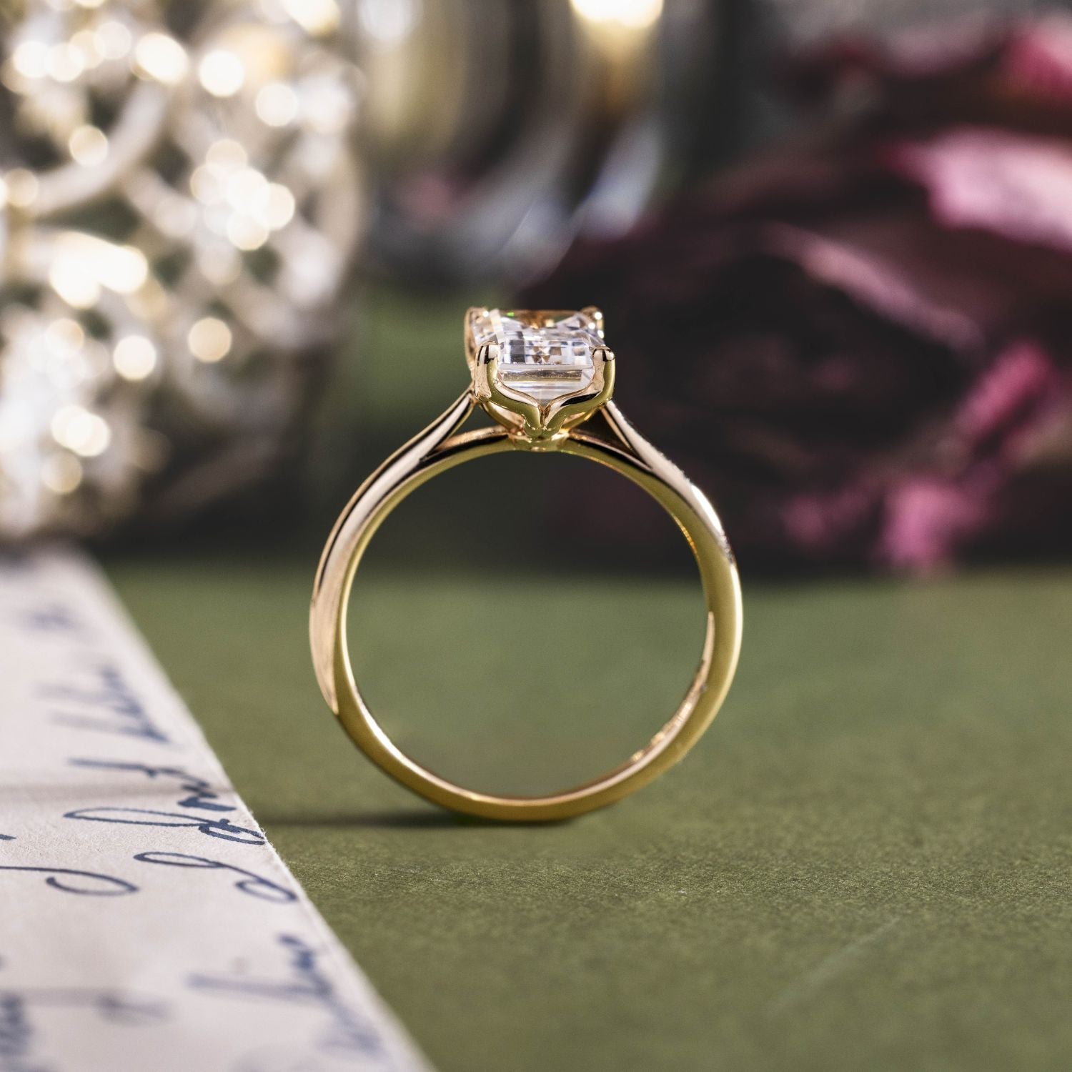 Marquise Shaped Three Stone Lab Grown Diamond Engagement Ring