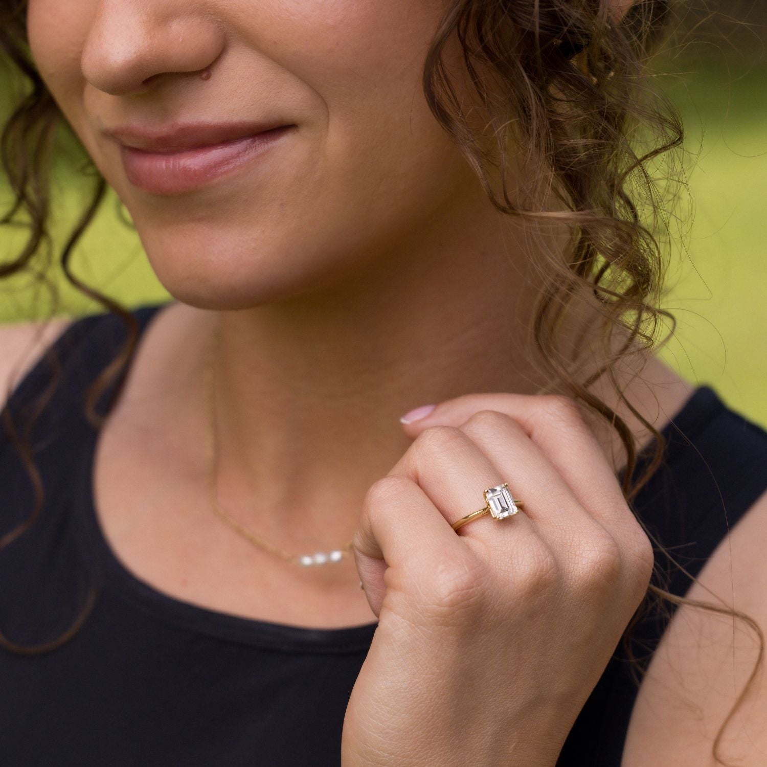 Marquise Shaped Three Stone Lab Grown Diamond Engagement Ring