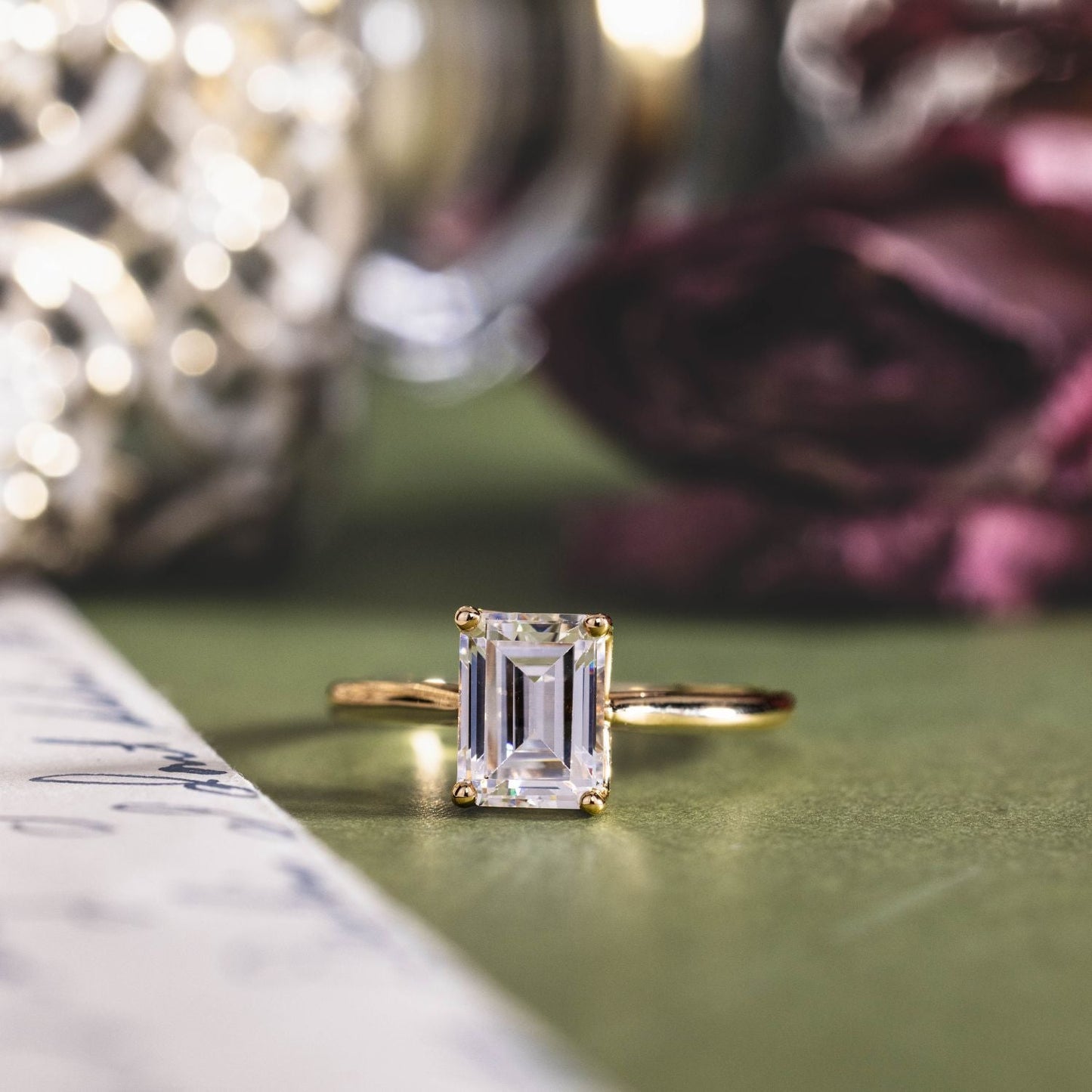 Marquise Shaped Three Stone Lab Grown Diamond Engagement Ring