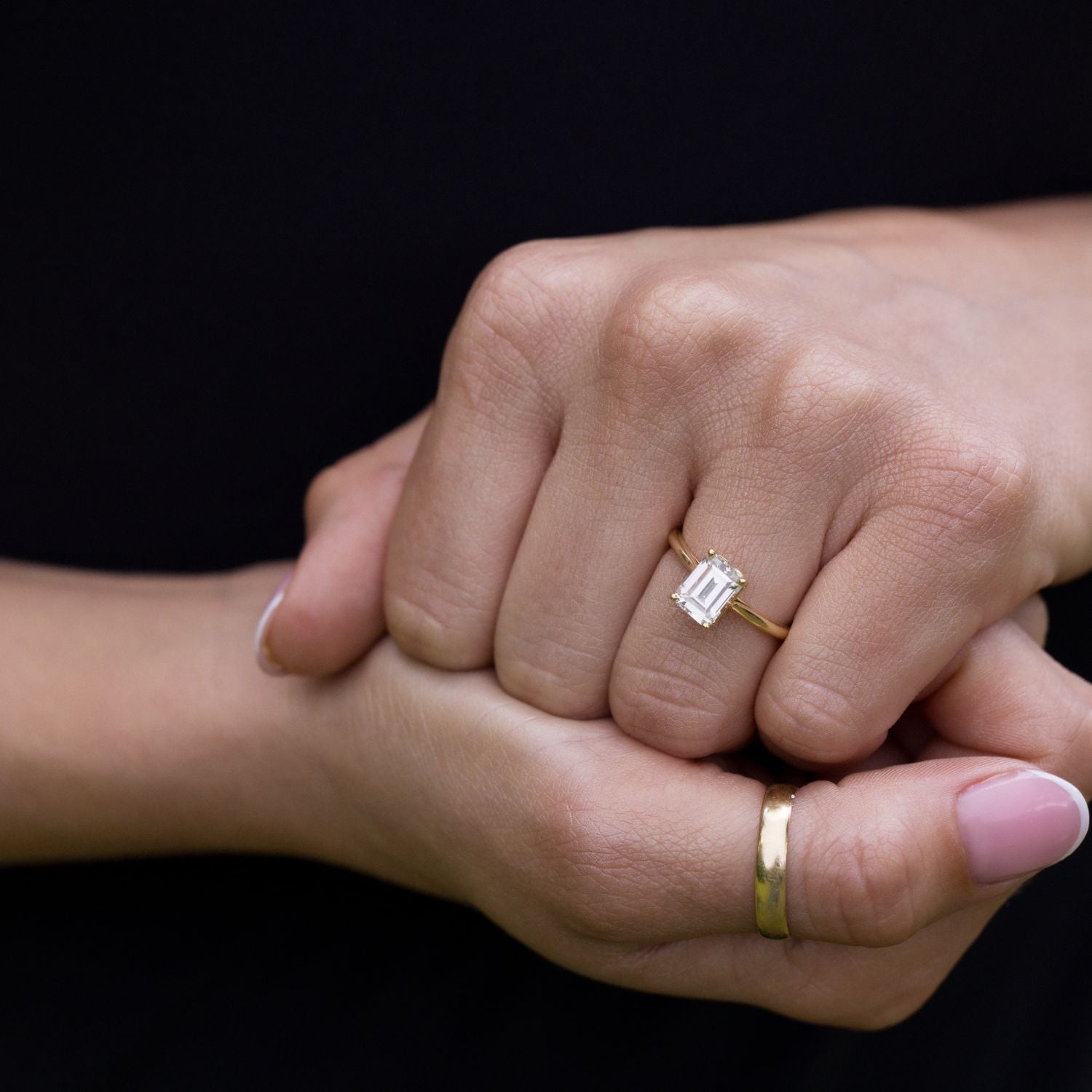 Marquise Shaped Three Stone Lab Grown Diamond Engagement Ring