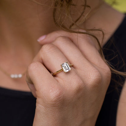 Marquise Shaped Three Stone Lab Grown Diamond Engagement Ring