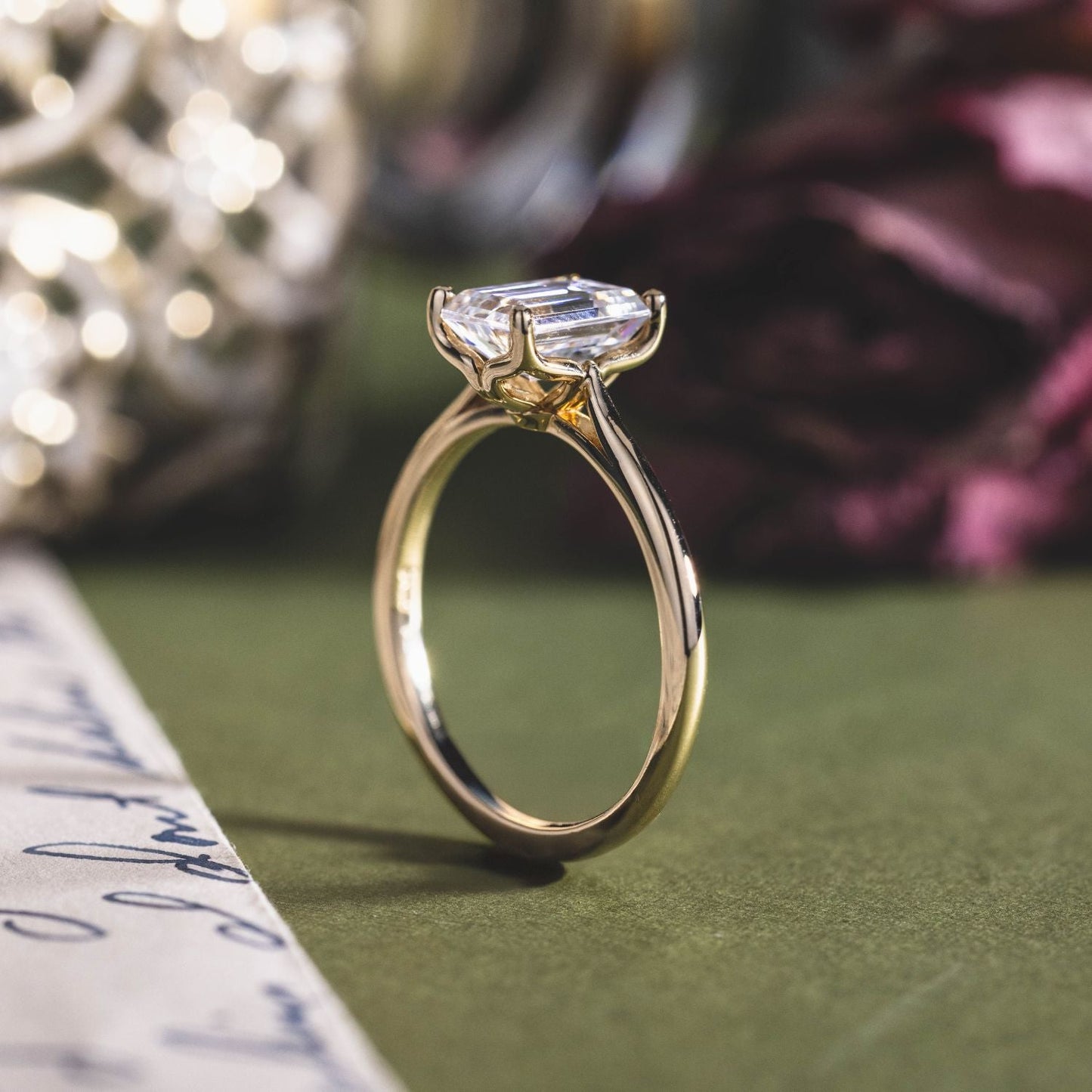 Marquise Shaped Three Stone Lab Grown Diamond Engagement Ring