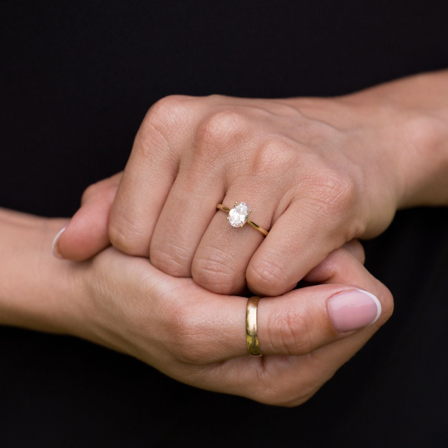 Marquise Shaped Three Stone Lab Grown Diamond Engagement Ring