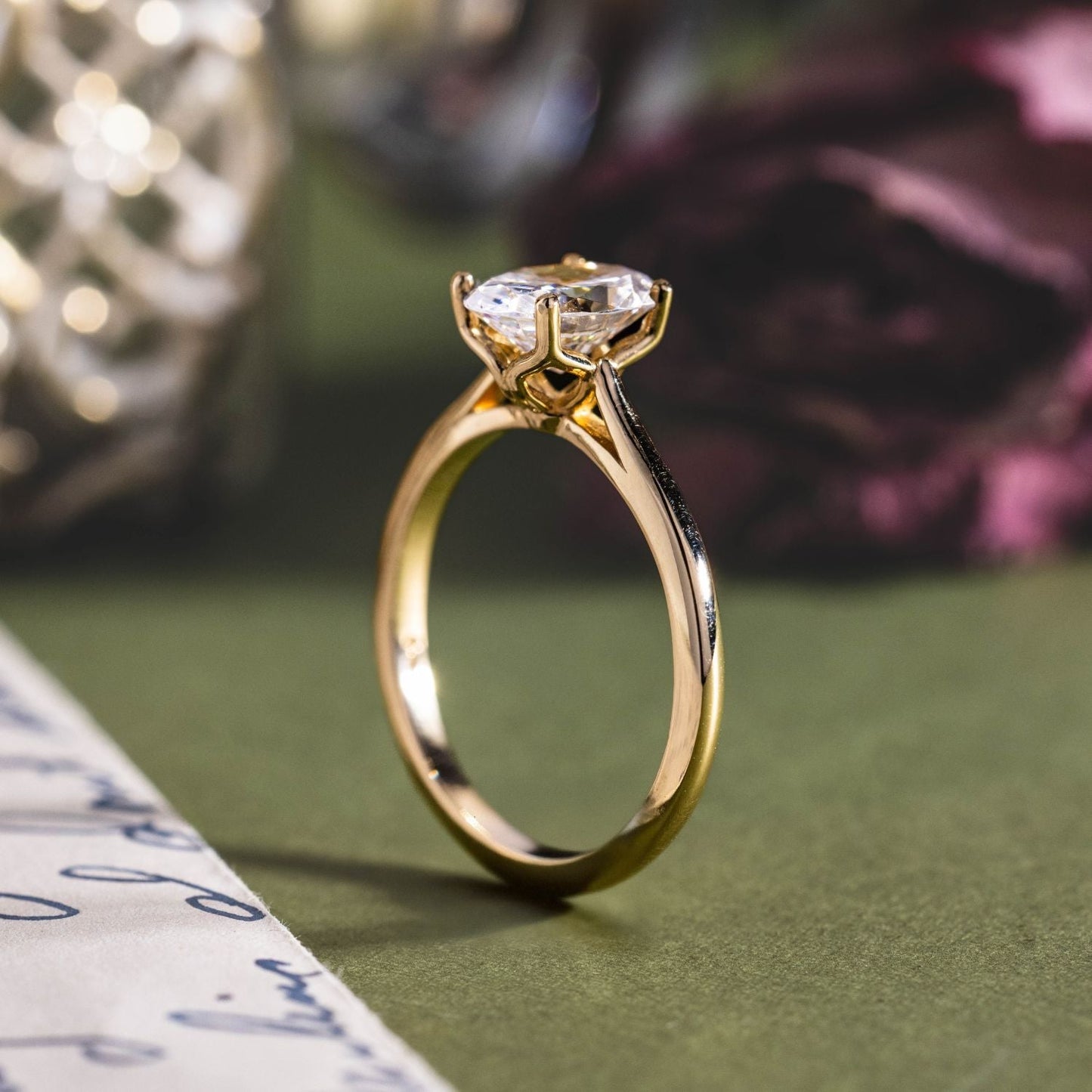 Marquise Shaped Three Stone Lab Grown Diamond Engagement Ring