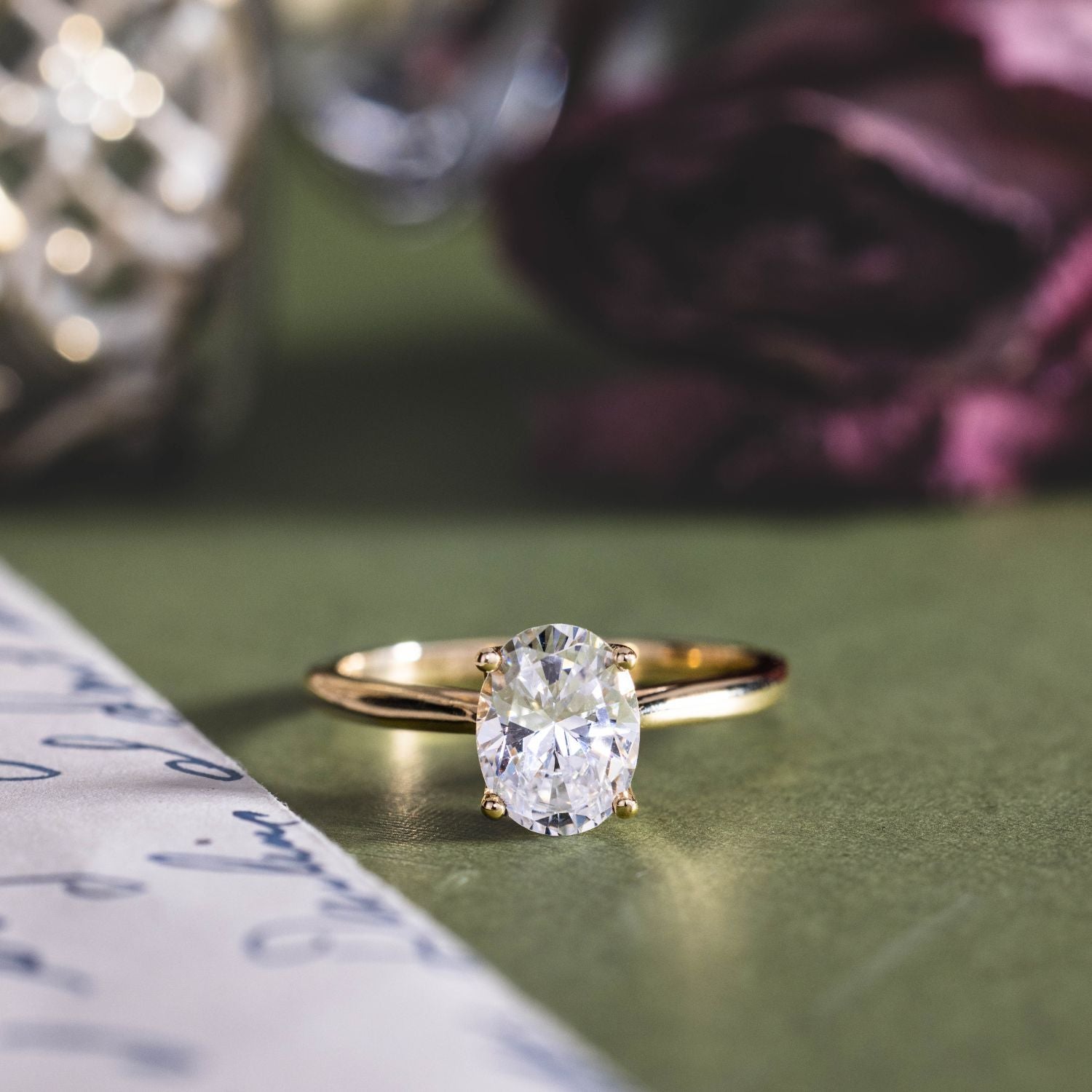 Marquise Shaped Three Stone Lab Grown Diamond Engagement Ring