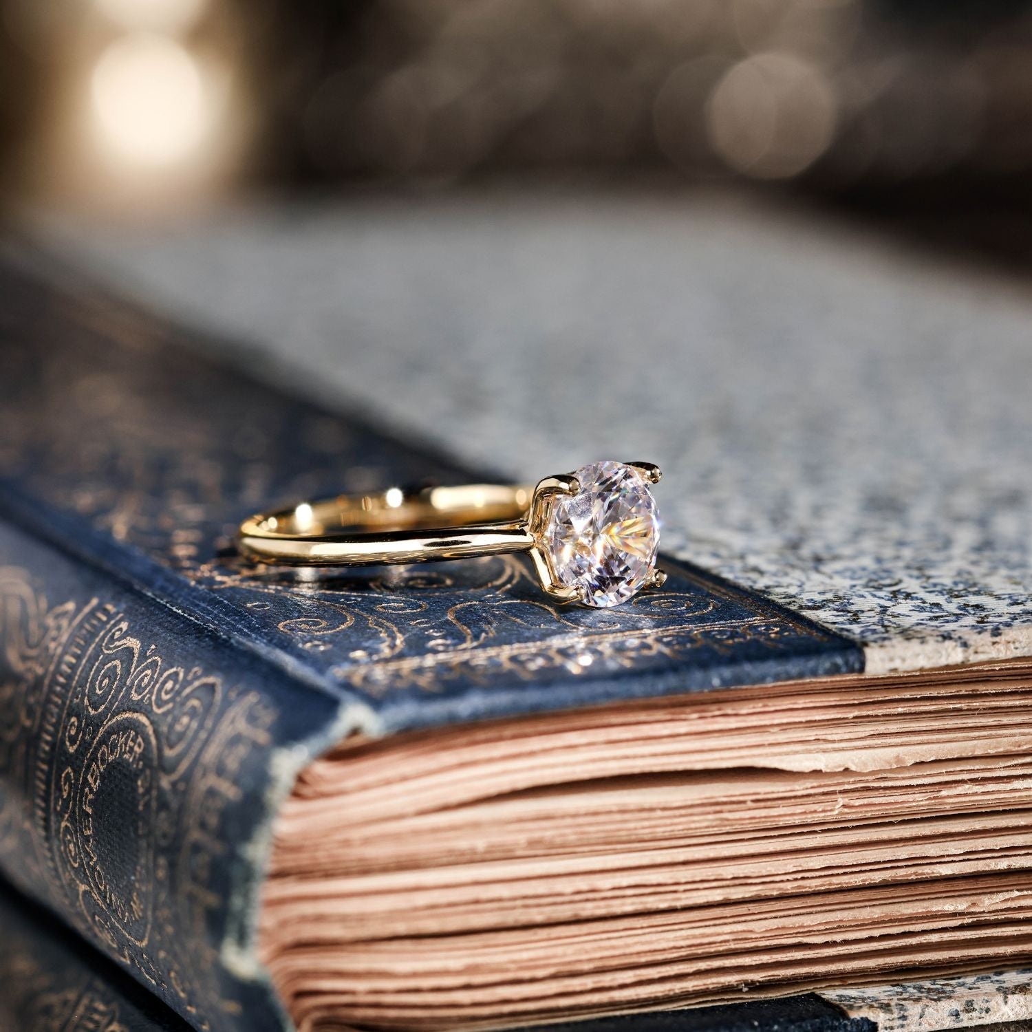 Marquise Shaped Three Stone Lab Grown Diamond Engagement Ring