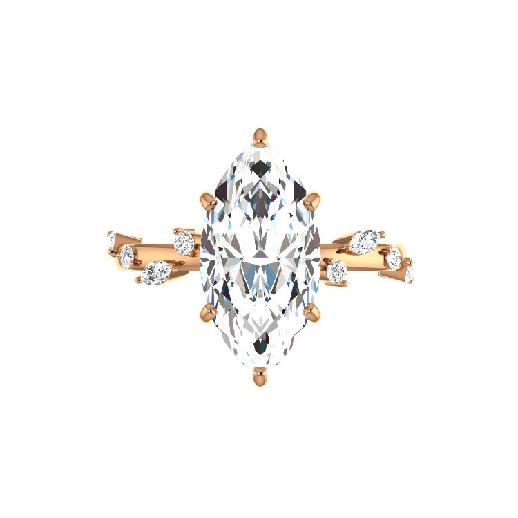 Marquise Shaped Three Stone Lab Grown Diamond Engagement Ring