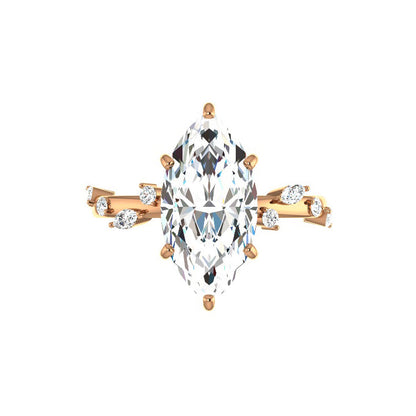 Marquise Shaped Three Stone Lab Grown Diamond Engagement Ring