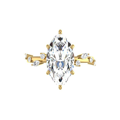 Marquise Shaped Three Stone Lab Grown Diamond Engagement Ring